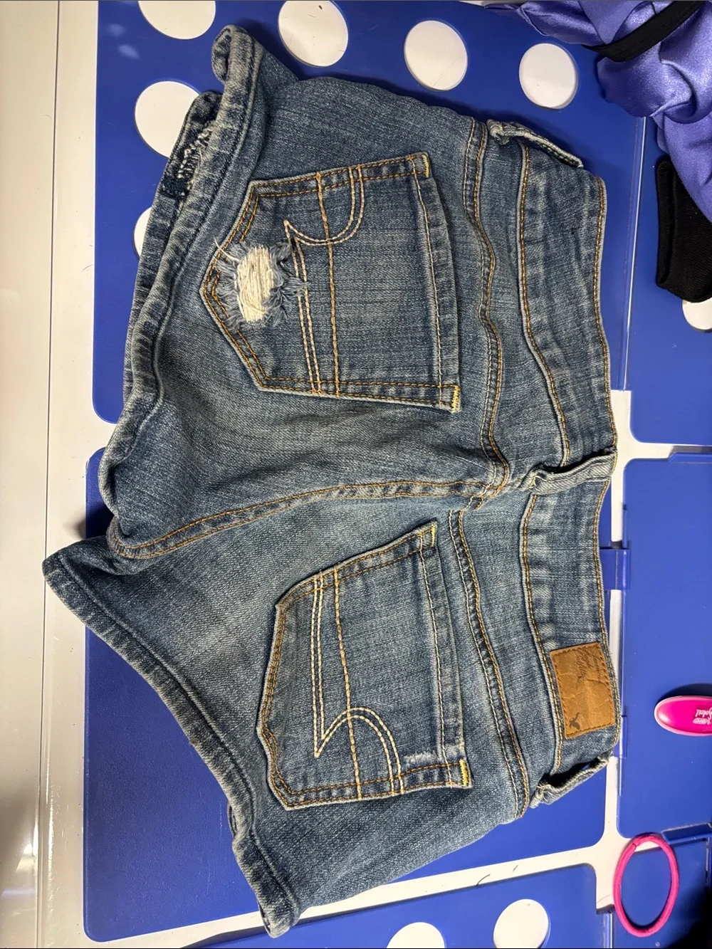 American Eagle Outfitters Distressed Blue Denim Jean Shorts